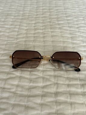 Luv Lou Hazel Rectangular Women's Sunglasses with Gold Accents
